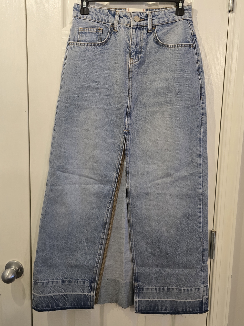 NWOT BDG Light Blue Women's Denim Skirt with Front Slit - Small